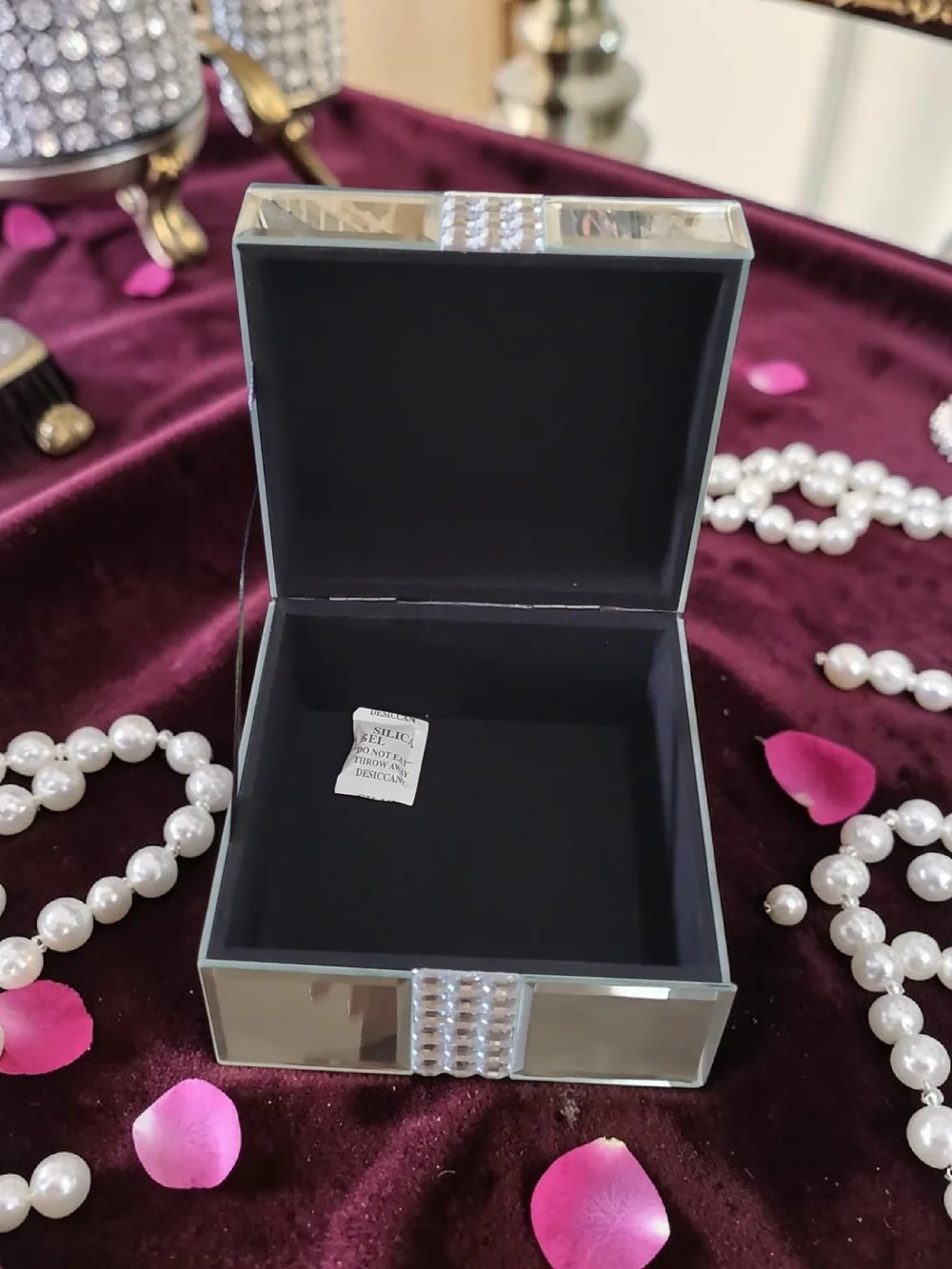 Mirrored Decorative Jewelry Box - Silver